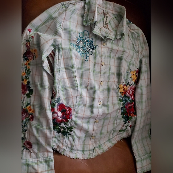 SOLD Johnny Was 3J Workshop "Fairies" Shirt Euc M Medium - Picture 4 of 10